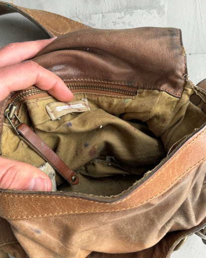 DIESEL 90'S BROWN LEATHER & CHROME SHOULDER BAG | O/S, Multicoloured