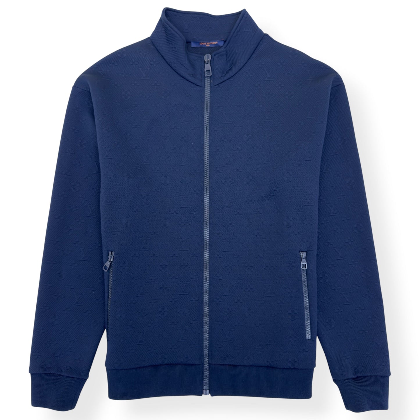 LOUIS VUITTON MONOGRAM JACQUARD ZIP TRACK JACKET NAVY XXL | XXL, Navy