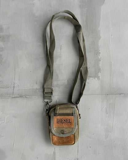 DIESEL LEATHER & CANVAS MINI SIDE BAG | O/S, Brown