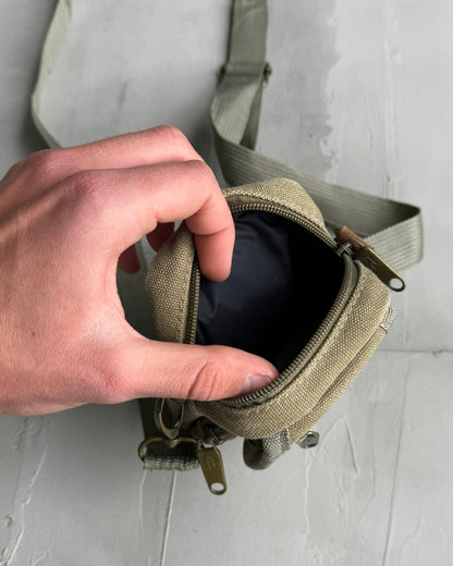 DIESEL LEATHER & CANVAS MINI SIDE BAG | O/S, Brown