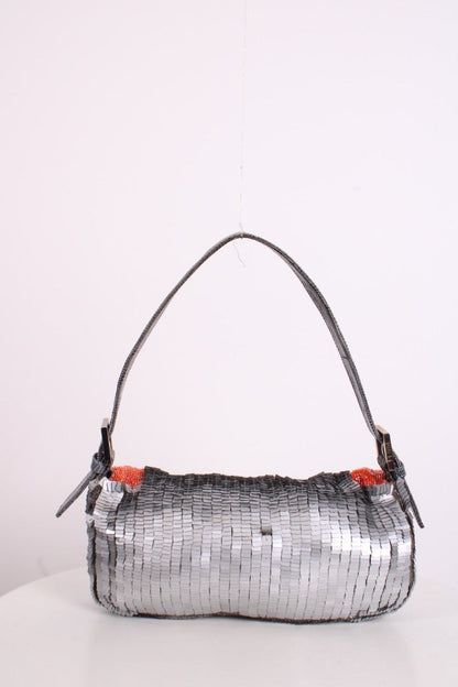 Fendi Sequin/ Lizard Trim Baguette Bag Grey/ Orange | O/S, Grey