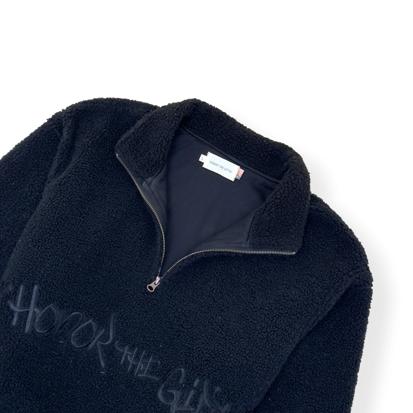 HONOR THE GIFT SCRIPT SHERPA QUATER ZIP JACKET BLACK L | Large, Black