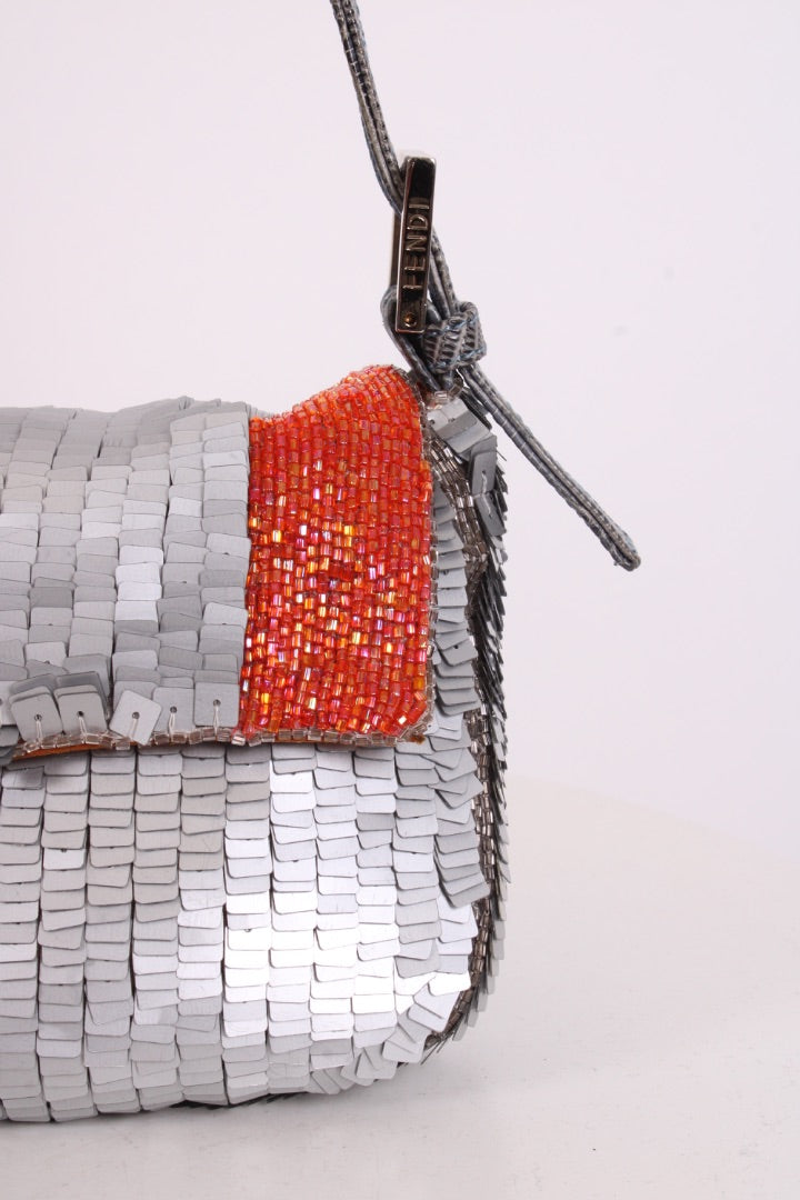 Fendi Sequin/ Lizard Trim Baguette Bag Grey/ Orange | O/S, Grey
