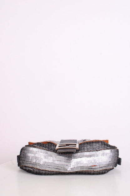Fendi Sequin/ Lizard Trim Baguette Bag Grey/ Orange | O/S, Grey