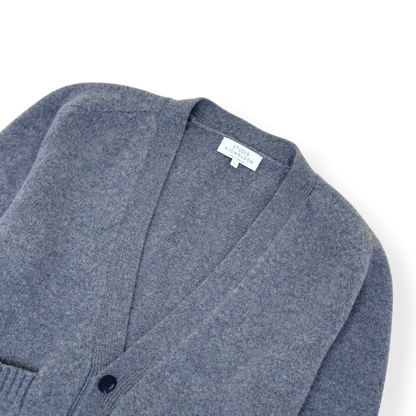 STUDIO NICHOLSON LAMBSWOOL V-NECK CARDIGAN GREY L | Large, Grey