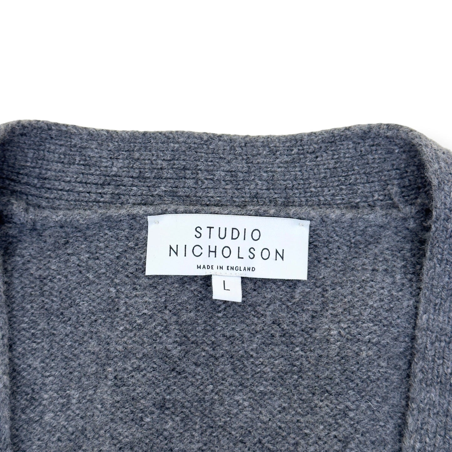 STUDIO NICHOLSON LAMBSWOOL V-NECK CARDIGAN GREY L | Large, Grey