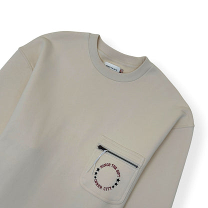 HONOR THE GIFT INNER CITY ZIP POCKET SWEATSHIRT CREAM L | Large, Cream