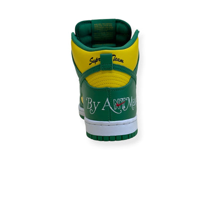 NIKE SUPREME SB DUNK HIGH BY ANY MEANS BRAZIL SNEAKER YELLOW / GREEN UK7 | UK 7, Green