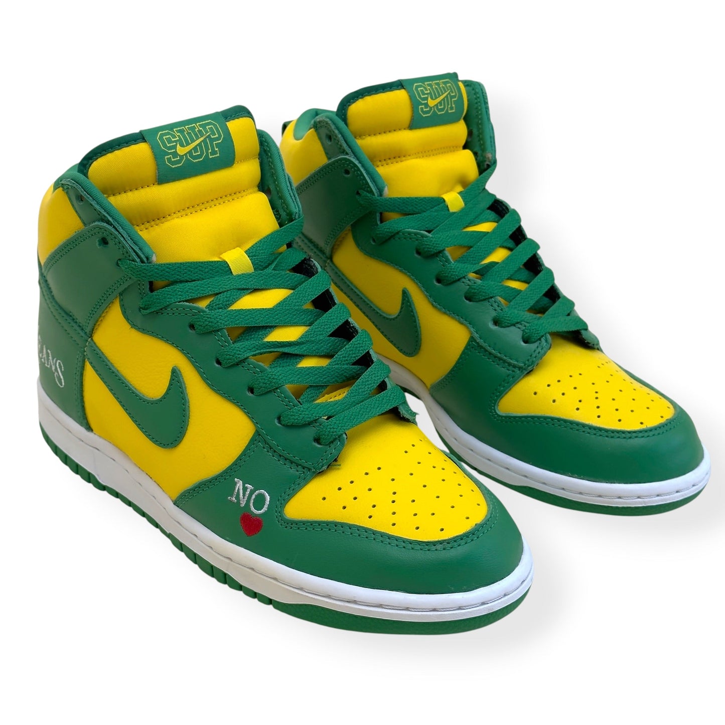 NIKE SUPREME SB DUNK HIGH BY ANY MEANS BRAZIL SNEAKER YELLOW / GREEN UK7 | UK 7, Green