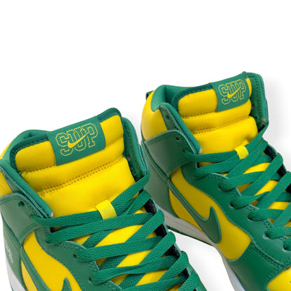 NIKE SUPREME SB DUNK HIGH BY ANY MEANS BRAZIL SNEAKER YELLOW / GREEN UK7 | UK 7, Green