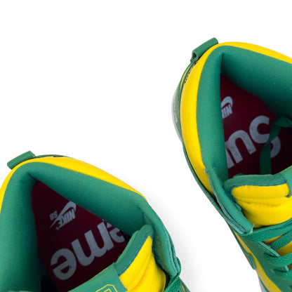 NIKE SUPREME SB DUNK HIGH BY ANY MEANS BRAZIL SNEAKER YELLOW / GREEN UK7 | UK 7, Green
