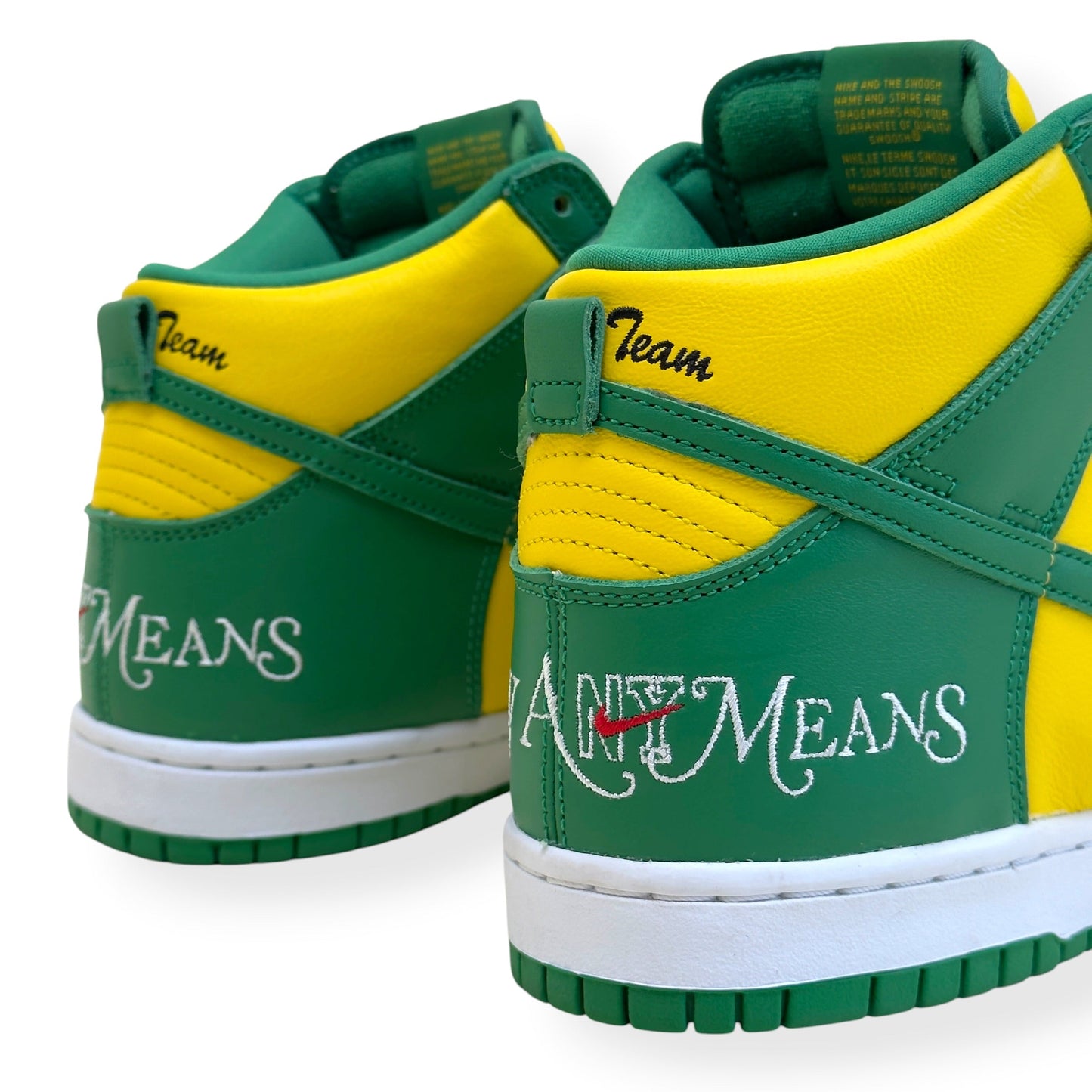 NIKE SUPREME SB DUNK HIGH BY ANY MEANS BRAZIL SNEAKER YELLOW / GREEN UK7 | UK 7, Green