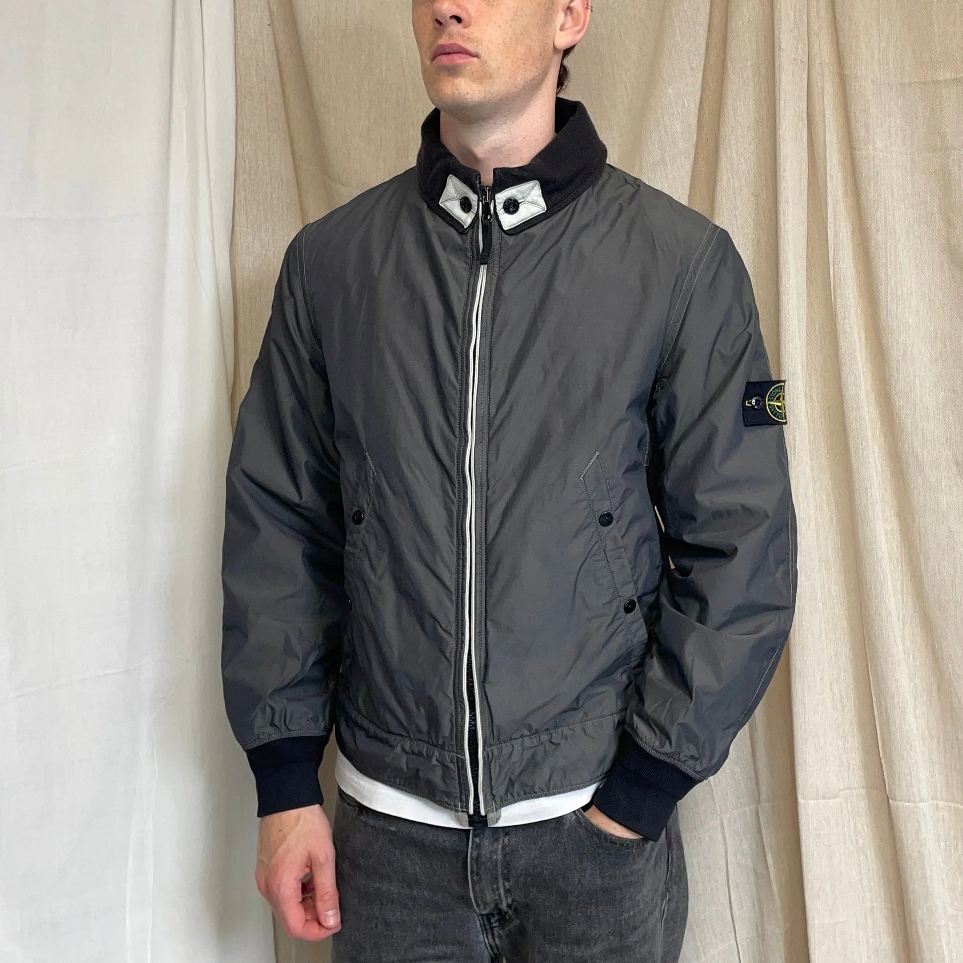 Stone Island Grey AW06 Coated Nylon-Cotton Lined Bomber Jacket