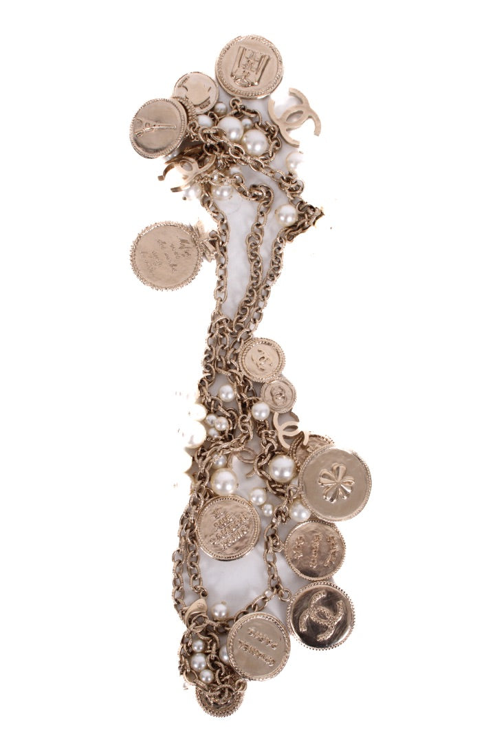 Chanel 100th Anniversary Medallion Necklace Gold Colour/ Faux Pearl | O/S, Gold