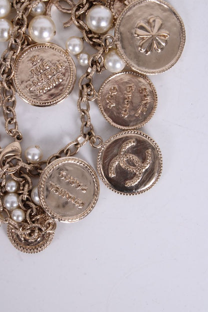 Chanel 100th Anniversary Medallion Necklace Gold Colour/ Faux Pearl | O/S, Gold