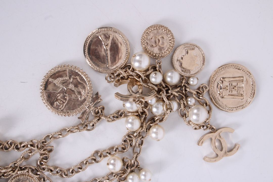 Chanel 100th Anniversary Medallion Necklace Gold Colour/ Faux Pearl | O/S, Gold