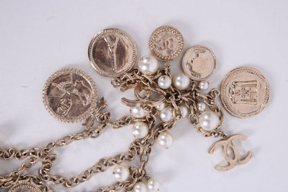 Chanel 100th Anniversary Medallion Necklace Gold Colour/ Faux Pearl | O/S, Gold