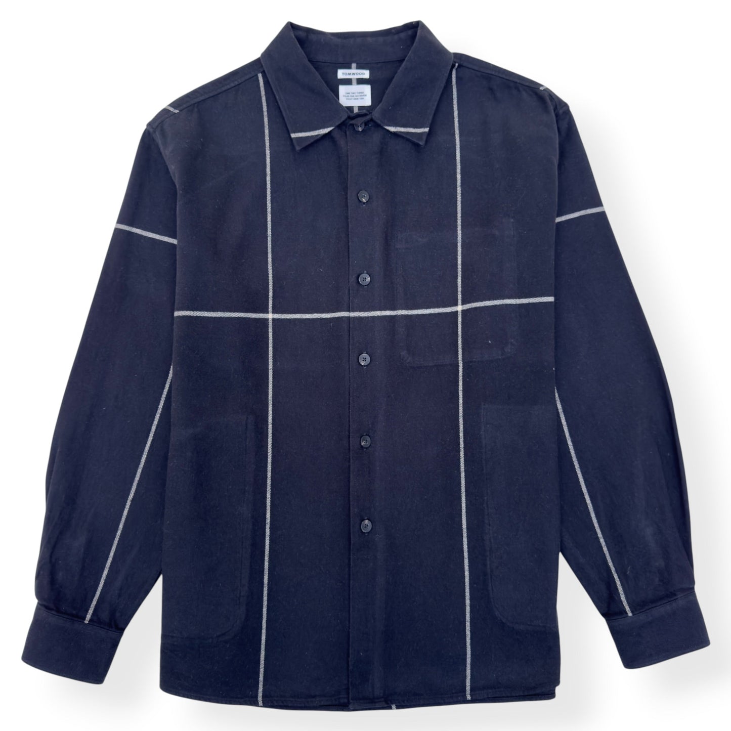TOM WOOD STUDIO CHECK SHIRT BLACK L | Large, Black