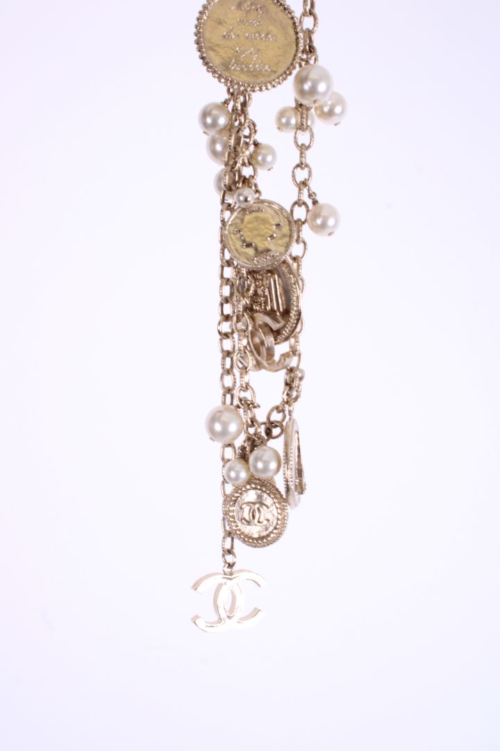Chanel 100th Anniversary Medallion Necklace Gold Colour/ Faux Pearl | O/S, Gold