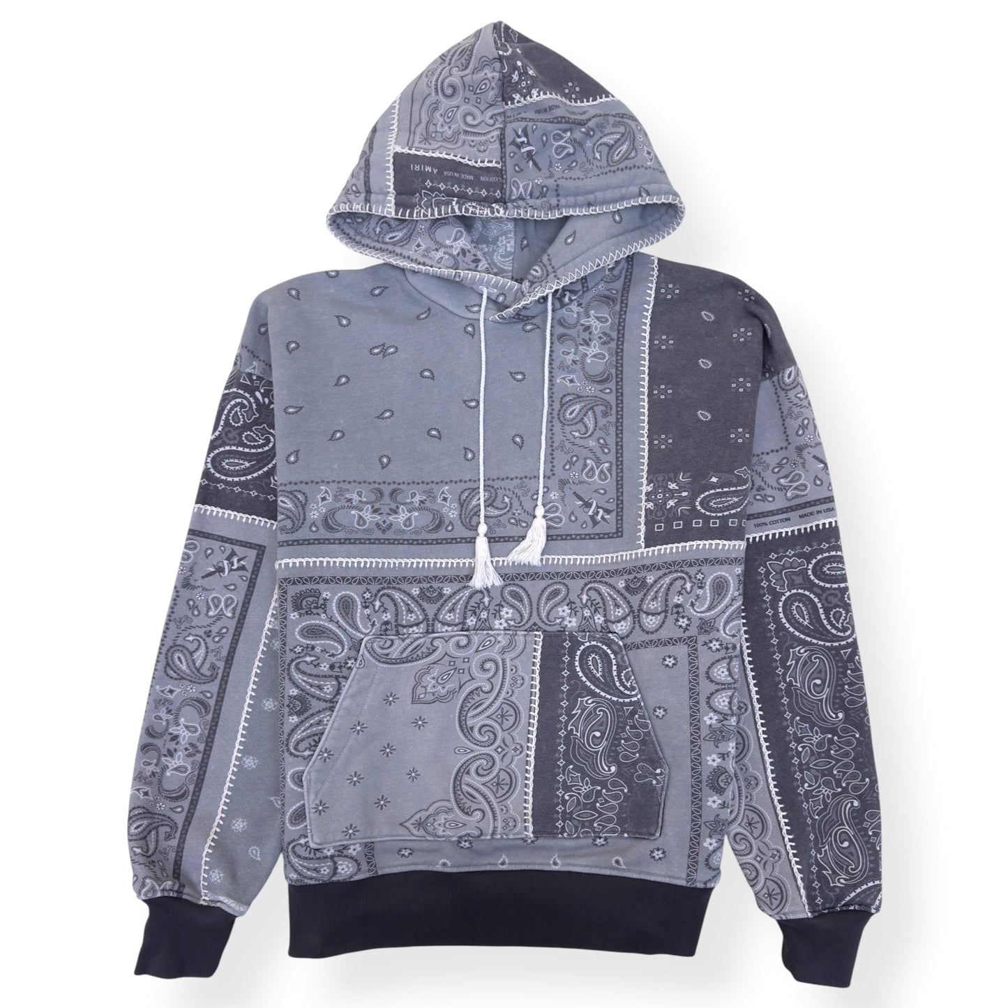 AMIRI BANDANA PATCHWORK HOODIE GREY L | Large, Grey