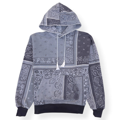 AMIRI BANDANA PATCHWORK HOODIE GREY L | Large, Grey
