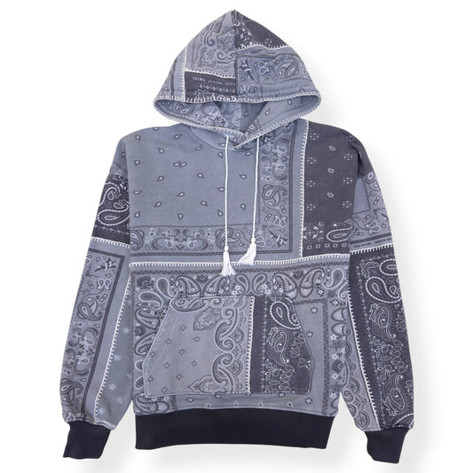AMIRI BANDANA PATCHWORK HOODIE GREY L | Large, Grey