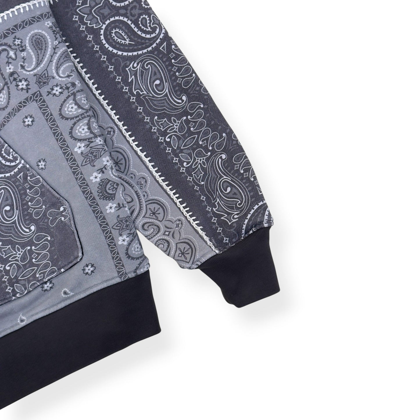 AMIRI BANDANA PATCHWORK HOODIE GREY L | Large, Grey