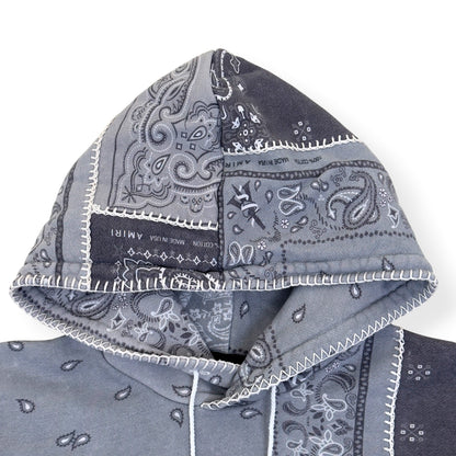 AMIRI BANDANA PATCHWORK HOODIE GREY L | Large, Grey