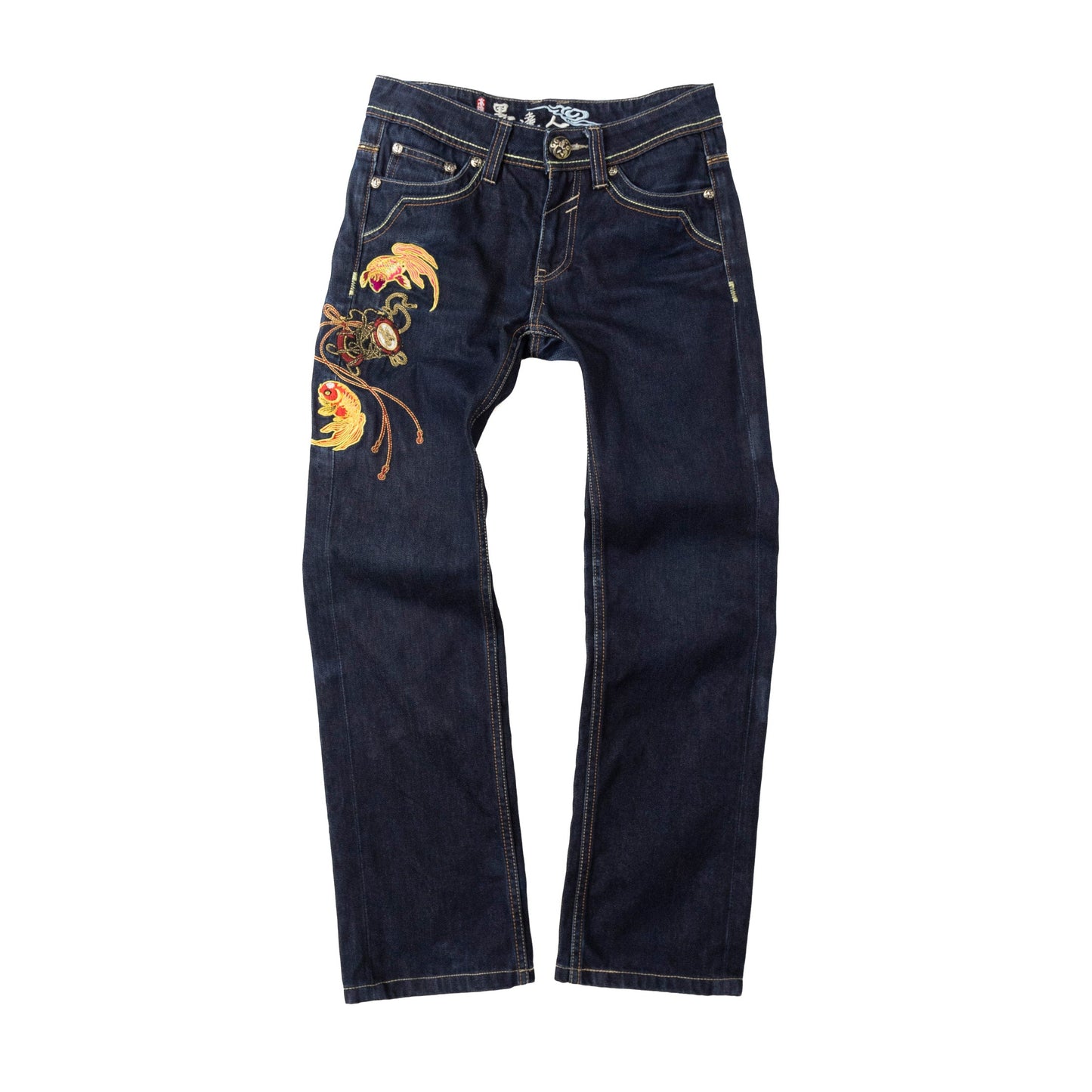 Japanese Denim Abstract Print Pocket Embroidered Jeans