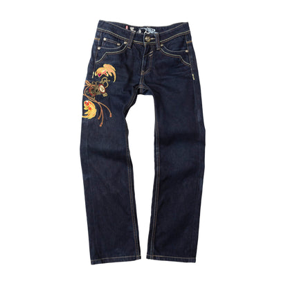 Japanese Denim Abstract Print Pocket Embroidered Jeans