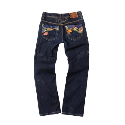 Japanese Denim Abstract Print Pocket Embroidered Jeans