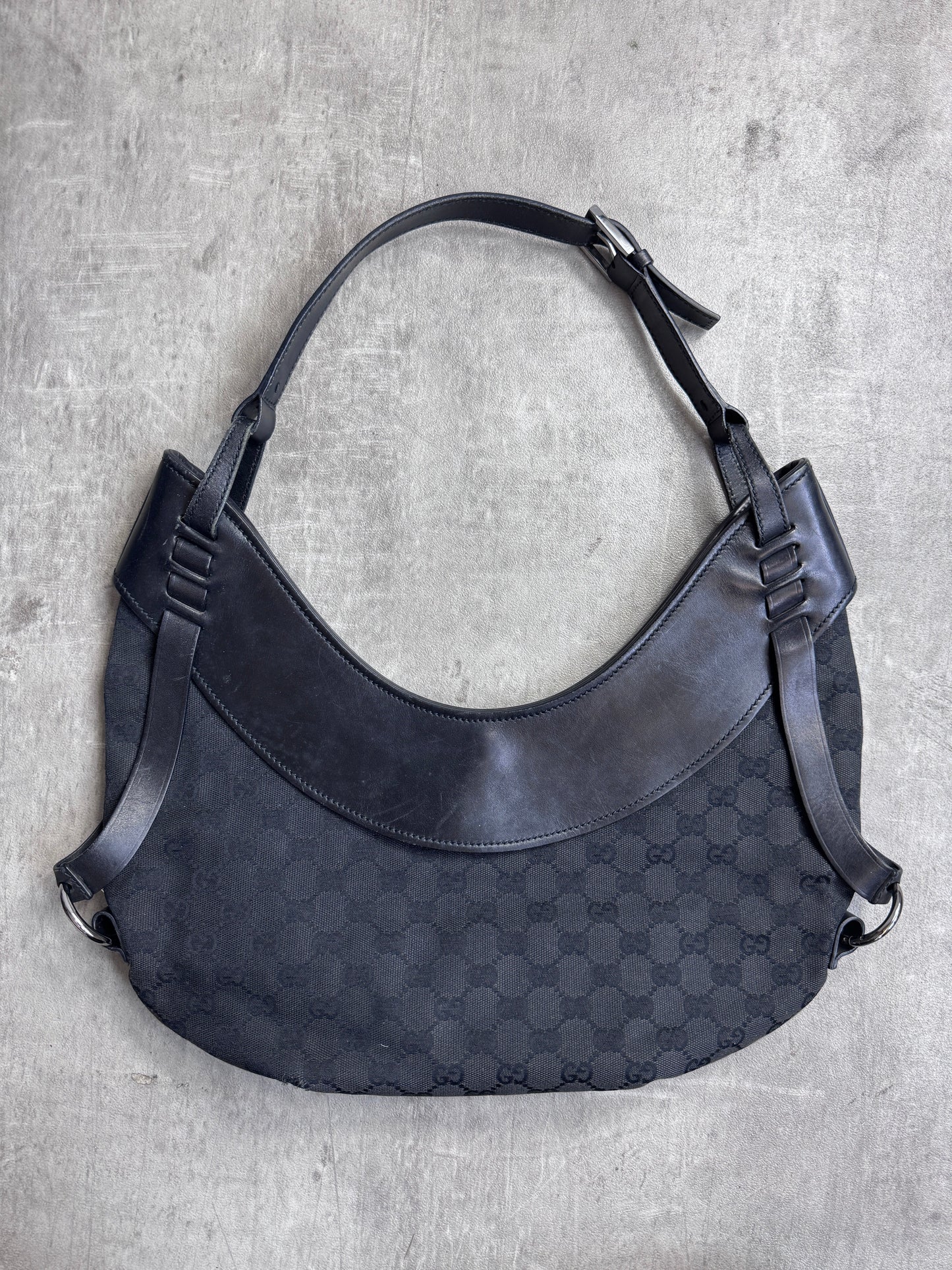 Gucci Half Moon Supreme GG Canvas Leather Hobo Bag SC: 5782