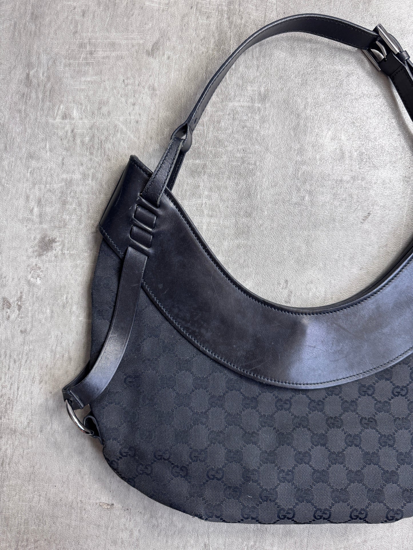 Gucci Half Moon Supreme GG Canvas Leather Hobo Bag SC: 5782