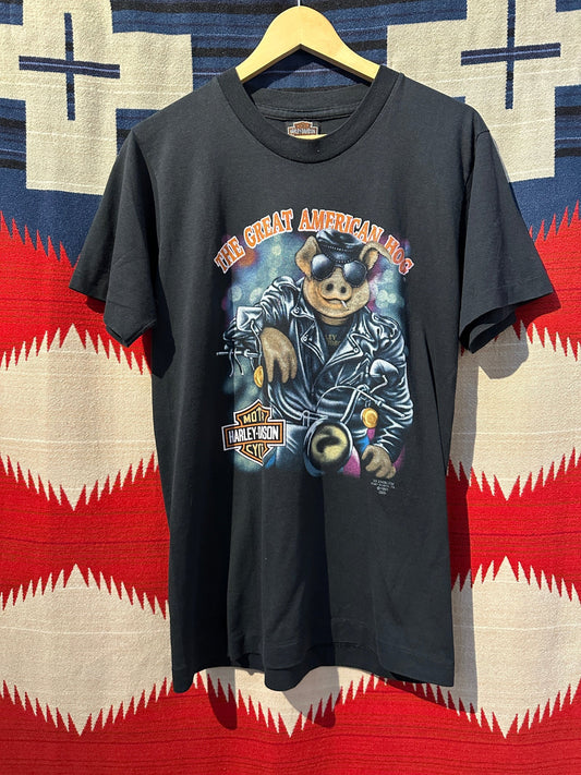 1991 Harley Davidson The Great American Hog T-Shirt - M | Medium, Red