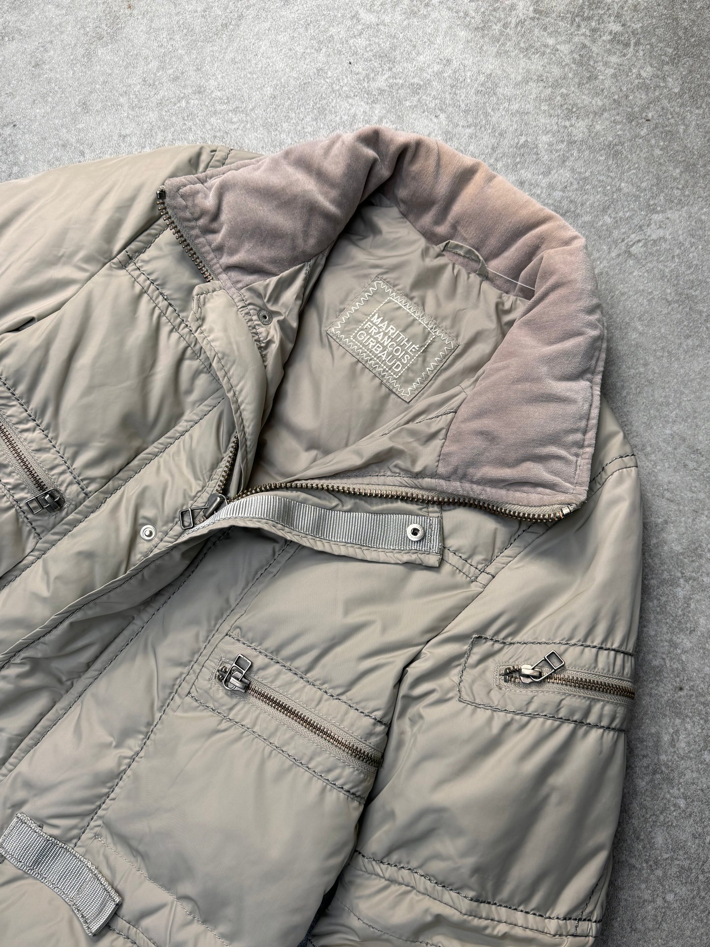 Marithe Francois Girbaud Multi-Pocket Velvet Collar Puffer Jacket