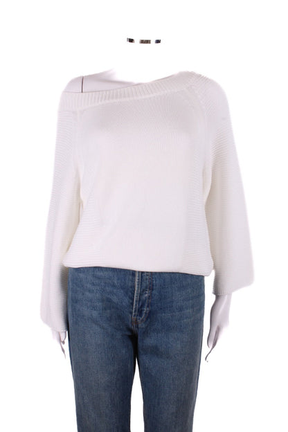 Luisa Spagnoli L/S Ribbed Knit Jumper White M | O/S, White