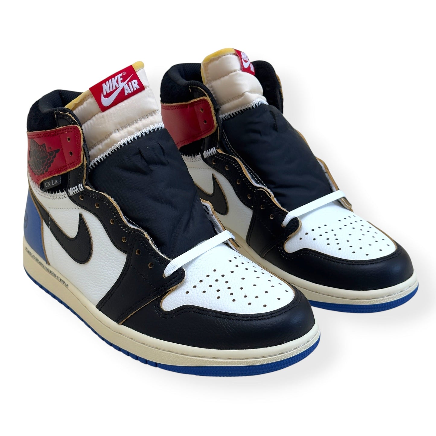 NIKE AIR JORDAN 1 X FRAGMENT X UNION LA HIGH TOP SNEAKER BLACK AND VARSITY RED UK8.5 | UK 8.5, Black