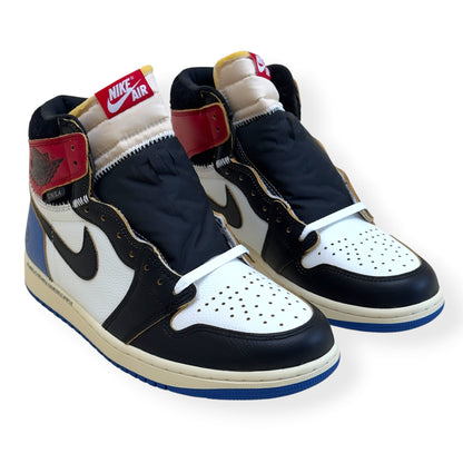 NIKE AIR JORDAN 1 X FRAGMENT X UNION LA HIGH TOP SNEAKER BLACK AND VARSITY RED UK8.5 | UK 8.5, Black