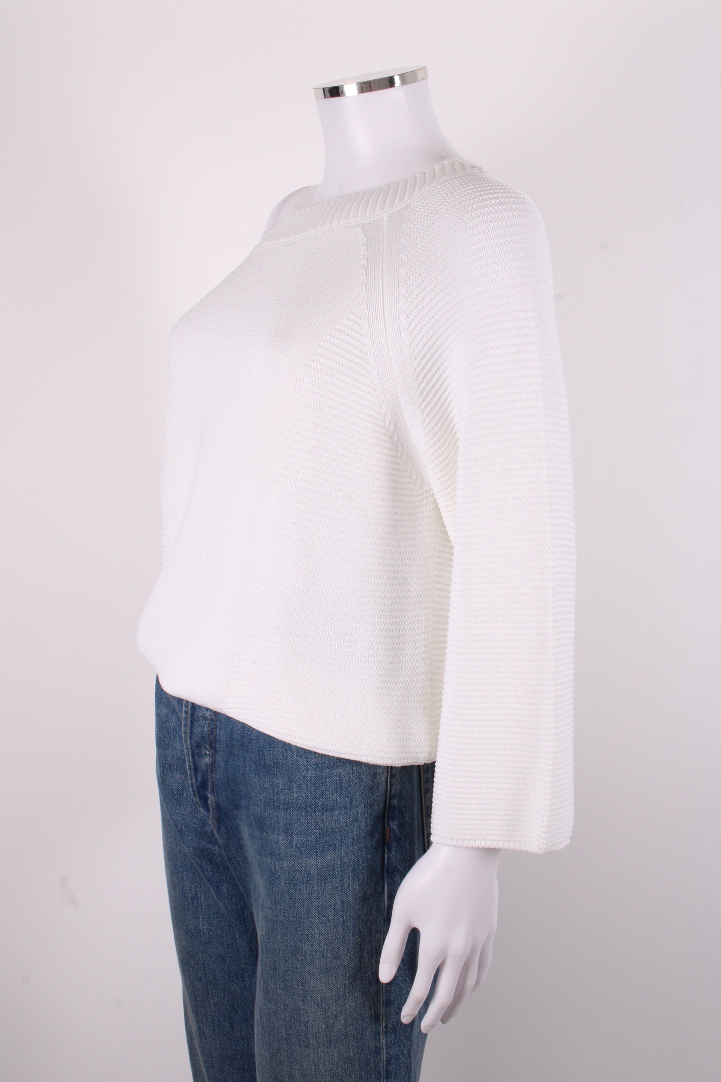 Luisa Spagnoli L/S Ribbed Knit Jumper White M | O/S, White