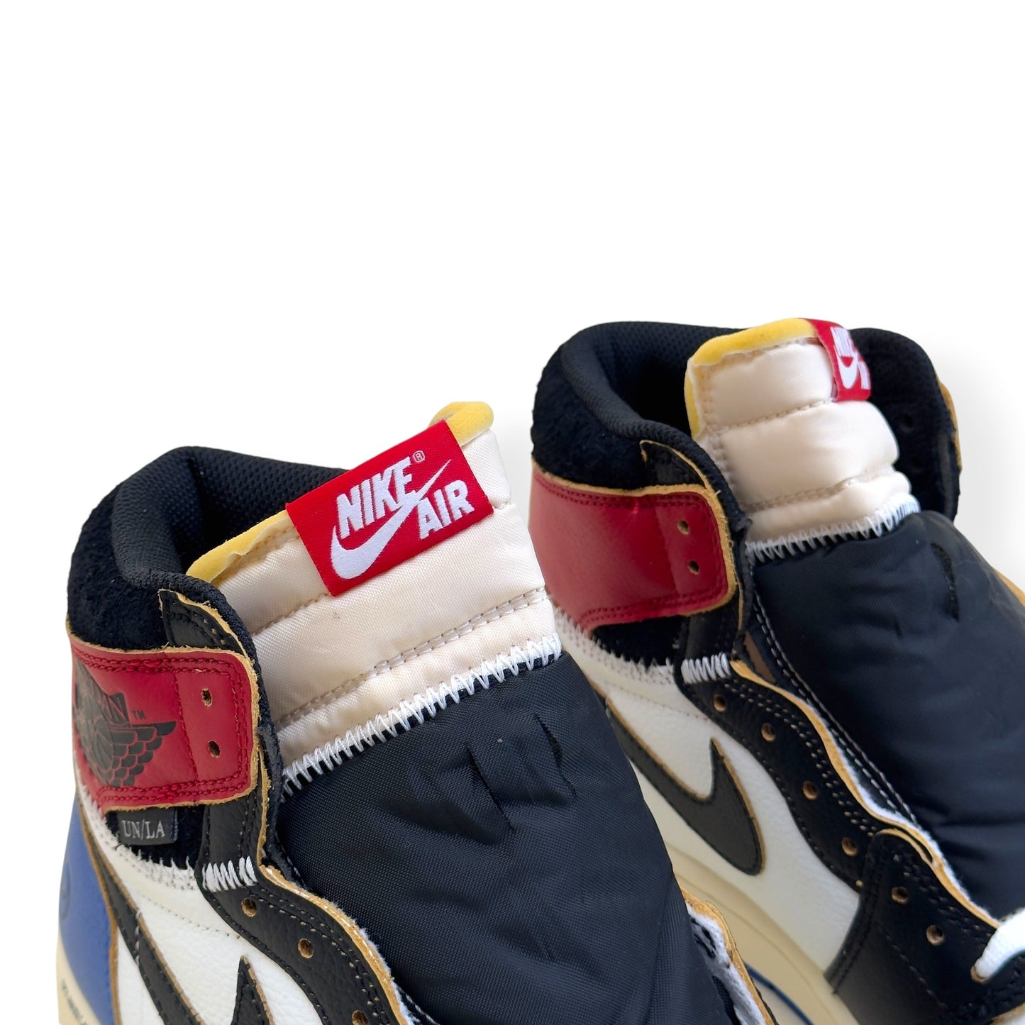 NIKE AIR JORDAN 1 X FRAGMENT X UNION LA HIGH TOP SNEAKER BLACK AND VARSITY RED UK8.5 | UK 8.5, Black
