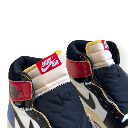 NIKE AIR JORDAN 1 X FRAGMENT X UNION LA HIGH TOP SNEAKER BLACK AND VARSITY RED UK8.5 | UK 8.5, Black