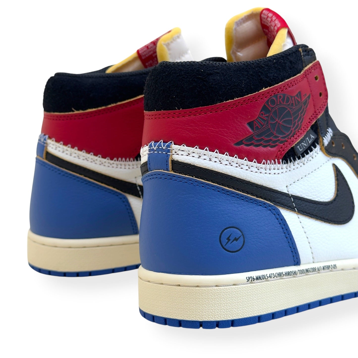 NIKE AIR JORDAN 1 X FRAGMENT X UNION LA HIGH TOP SNEAKER BLACK AND VARSITY RED UK8.5 | UK 8.5, Black