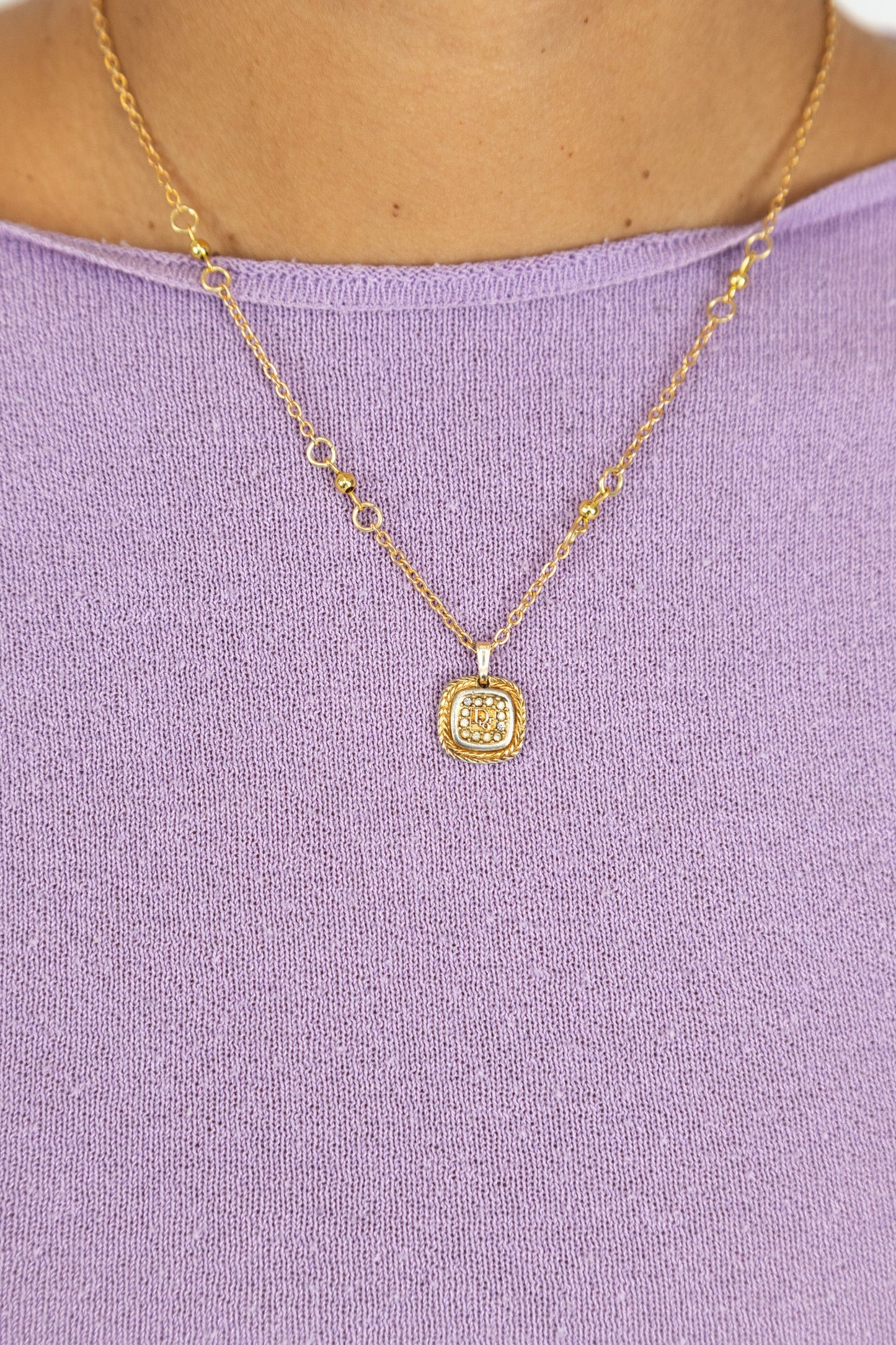 VT Rework : Dior Monogram Gold Necklace