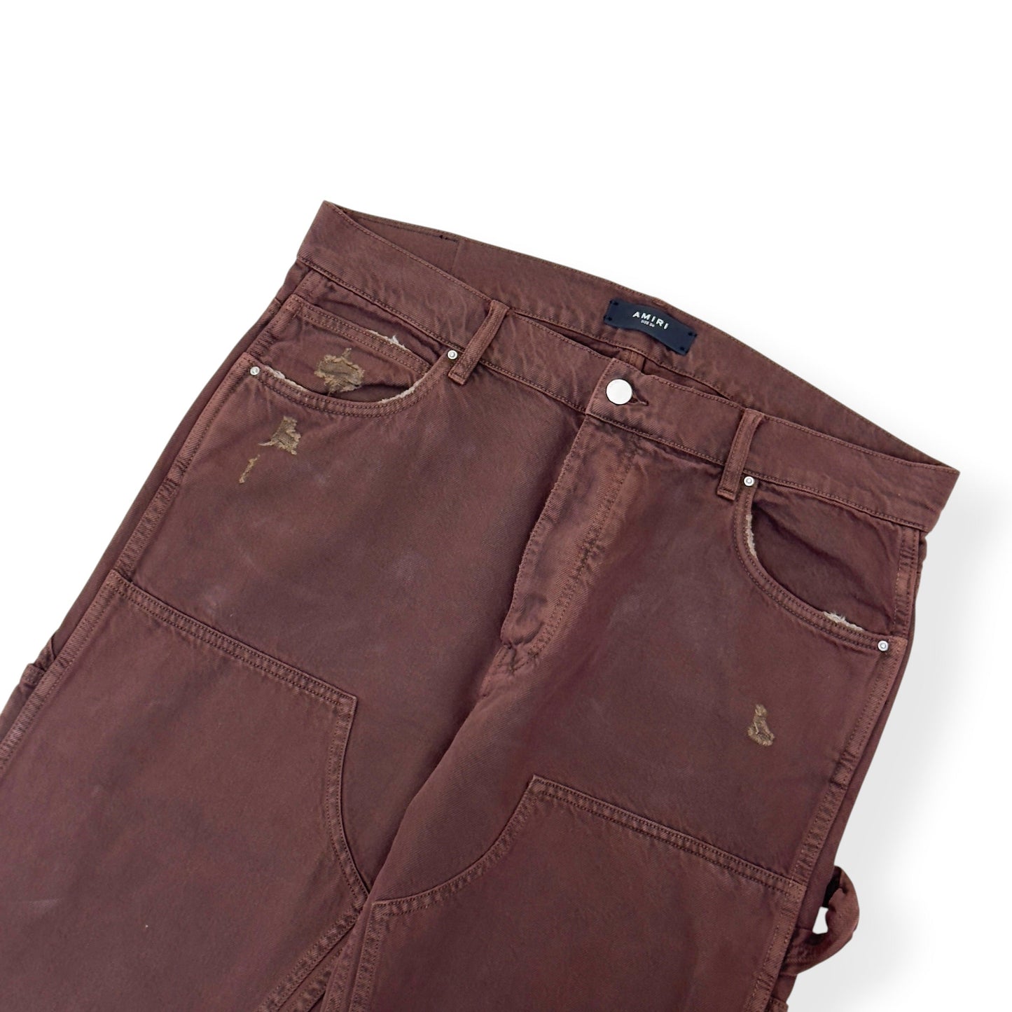 AMIRI CARPENTER DISTRESSED DENIM JEANS BROWN 34 / L | Large, Brown