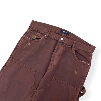 AMIRI CARPENTER DISTRESSED DENIM JEANS BROWN 34 / L | Large, Brown