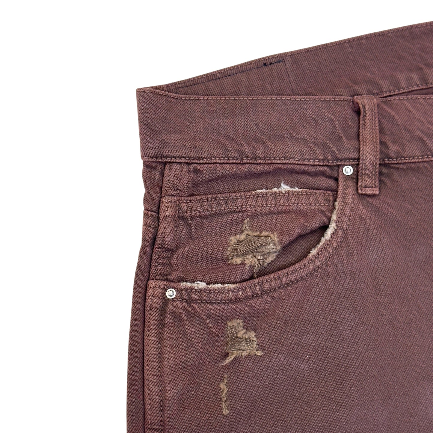 AMIRI CARPENTER DISTRESSED DENIM JEANS BROWN 34 / L | Large, Brown