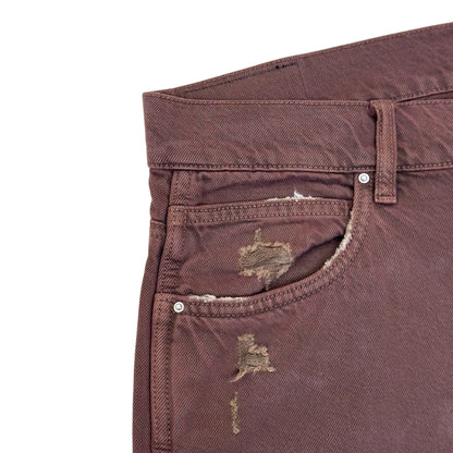 AMIRI CARPENTER DISTRESSED DENIM JEANS BROWN 34 / L | Large, Brown