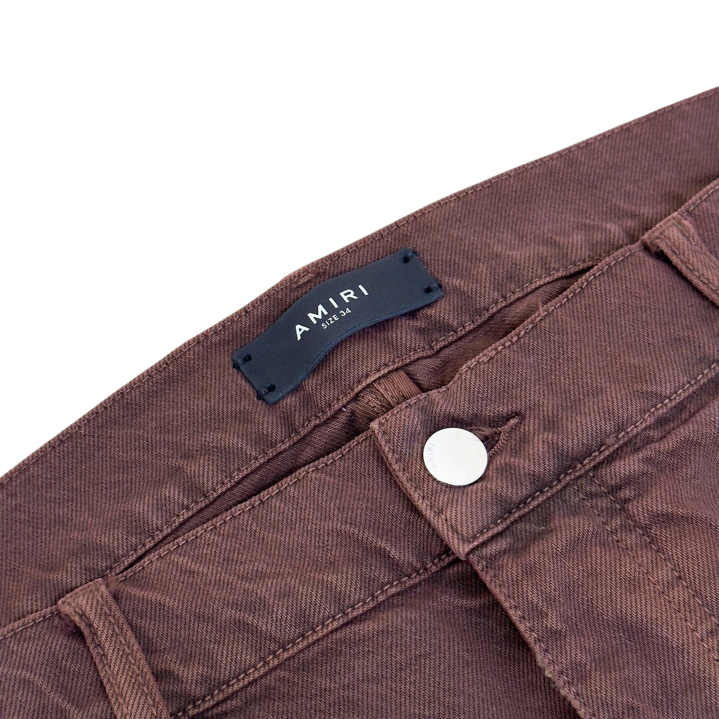 AMIRI CARPENTER DISTRESSED DENIM JEANS BROWN 34 / L | Large, Brown