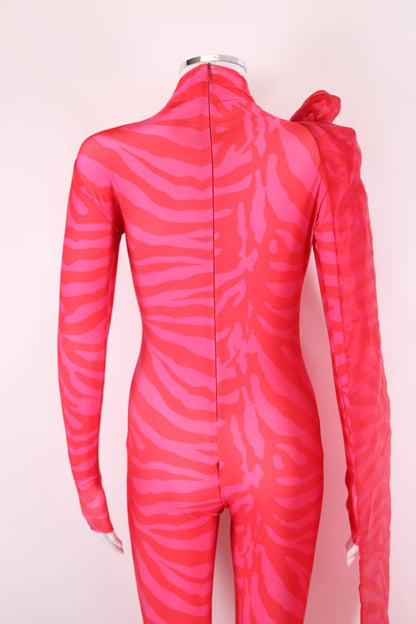 ATU Body Couture Tiger Print Catsuit Pink/ Red S | Default Title, Pink