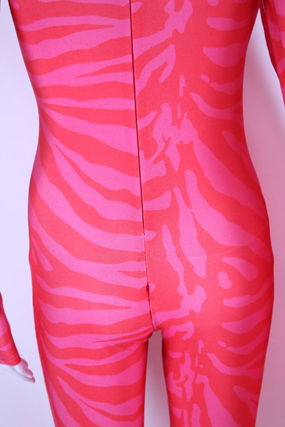 ATU Body Couture Tiger Print Catsuit Pink/ Red S | Default Title, Pink
